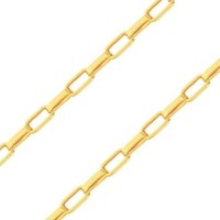 Corrente de ouro 18k masculina 50cm cartier elos arredondados - 4,60g foto malha detalhada da corrente 