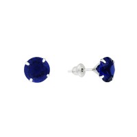Brinco de ouro branco 18k pedra azul