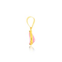 Pingente de ouro 18k gota rosa lado