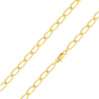 Pulseira de ouro 18k masculina / feminina elo grumet alongado