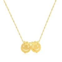 Corrente De Ouro 18k 45cm + Pingentes De Ouro 18k 2 Filhos Carinha
