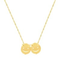 Corrente De Ouro 18k 45cm + Pingentes De Ouro 18k 2 Filhos Carinha