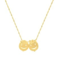 Corrente De Ouro 18k 45cm + Pingentes De Ouro 18k 2 Filhos Carinha