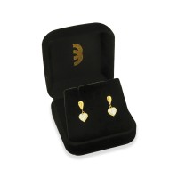 Brinco de ouro 18k com pingente de coração - pedra branca / transparente 3