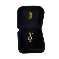 Pingente de ouro 18k menina filha com zircônias rubis