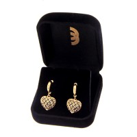 Brinco de ouro 18k argola com pingente de coração