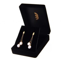 Brinco de ouro 18k corrente veneziana e pérola natural biwa