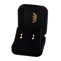 Brinco de ouro 18k infantil de bolinha com coracao foto lado 
