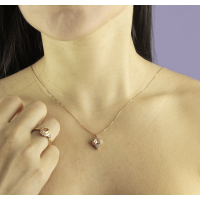 Pingente de ouro 18k oval zircônia citrino 