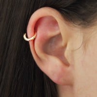 Piercing de orelha com pedras coloridas ouro 18k