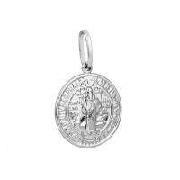 Pingente de São Bento medalha ouro branco 18k M