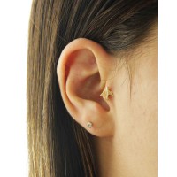 Piercing orelha ouro 18k helix ou tragus avião