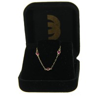 Pulseira de ouro 18k infantil com pedras vermelhas
