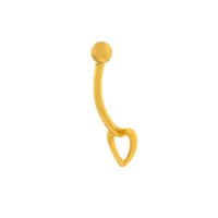 Piercing de umbigo de ouro 18k coração vazado