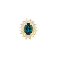 Pingente de ouro 18k Topázio e Moissanite Azul profundo