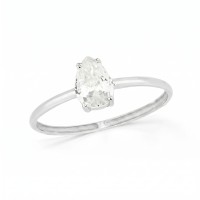 Anel de ouro branco 18k com topázio cristal gota