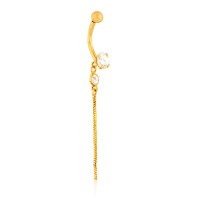 Piercing de umbigo de ouro 18k ponto de luz com pingente