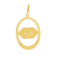 Pingente administração de ouro 18k oval