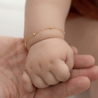 Pulseira De Ouro 18k Infantil Bolinha