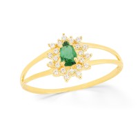 Anel de diamante e esmeralda gota ouro 18k Hill
