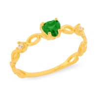 Anel coração pedra verde ouro 18k espinélio