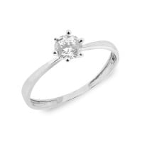 Anel de noivado solitário ouro 18k branco pedra 5mm