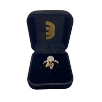 Anel de ouro 18k pingente filho e placa nome