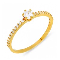 Anel de ouro 18k solitário noivado com seis garras