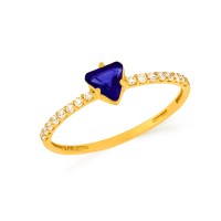 Anel de ouro 18k triangulo azul 