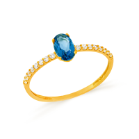 Anel de ouro feminino delicado 18k azul royal