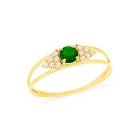 Anel de formatura com pedra verde redonda ouro 18k