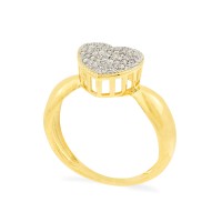 Anel de ouro chuveiro 18k coração alto