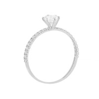 Anel de noivado ouro branco 18k solitário 6mm