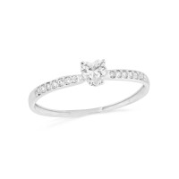 Anel solitário ouro branco 18k coração 4mm
