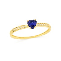 Anel de coração solitário ouro 18k azul