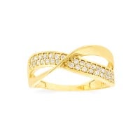 Anel de ouro 18k wave cravejado