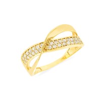 Anel de ouro 18k wave cravejado