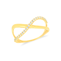 Anel de ouro 18k ondas cravejada e lisa
