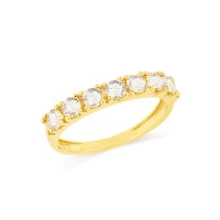 Meia aliança de ouro 18k pedra 3mm