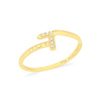 Anel prego de ouro 18k gravejado