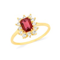 Anel de ouro 18k pedra vermelha Santina Collection
