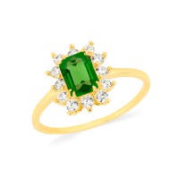 Anel de ouro 18k pedra verde Santina Collection