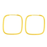 Brinco de argola quadrado ouro 18k médio lado