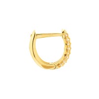 Brinco argola de ouro cravejado de pedras 1 peça lateral