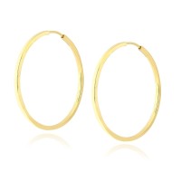Brinco de ouro 18k argola fio quadrado 1mm foto lateral do brinco 