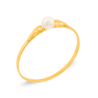 Anel de ouro 18k infantil com pérola 3mm natural
