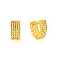 Brinco argola cravejado ouro 18k pequeno