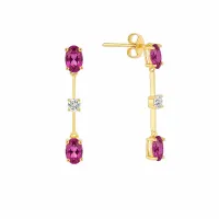 Brinco de ouro Riviera Rodolita e Moissanite