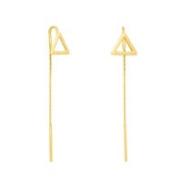 Brinco de ouro 18k corrente triangular