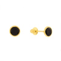 Brinco ponto de luz de ouro 18k preto 4mm